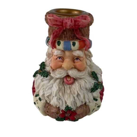 Vintage Ganz Santa Claus Head Pillar Candle Holder - Picture 2 of 11